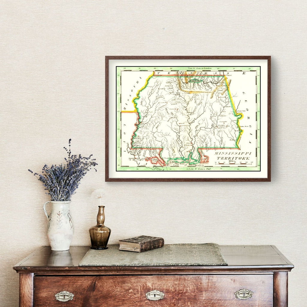 Vintage Map of Mississippi 1814