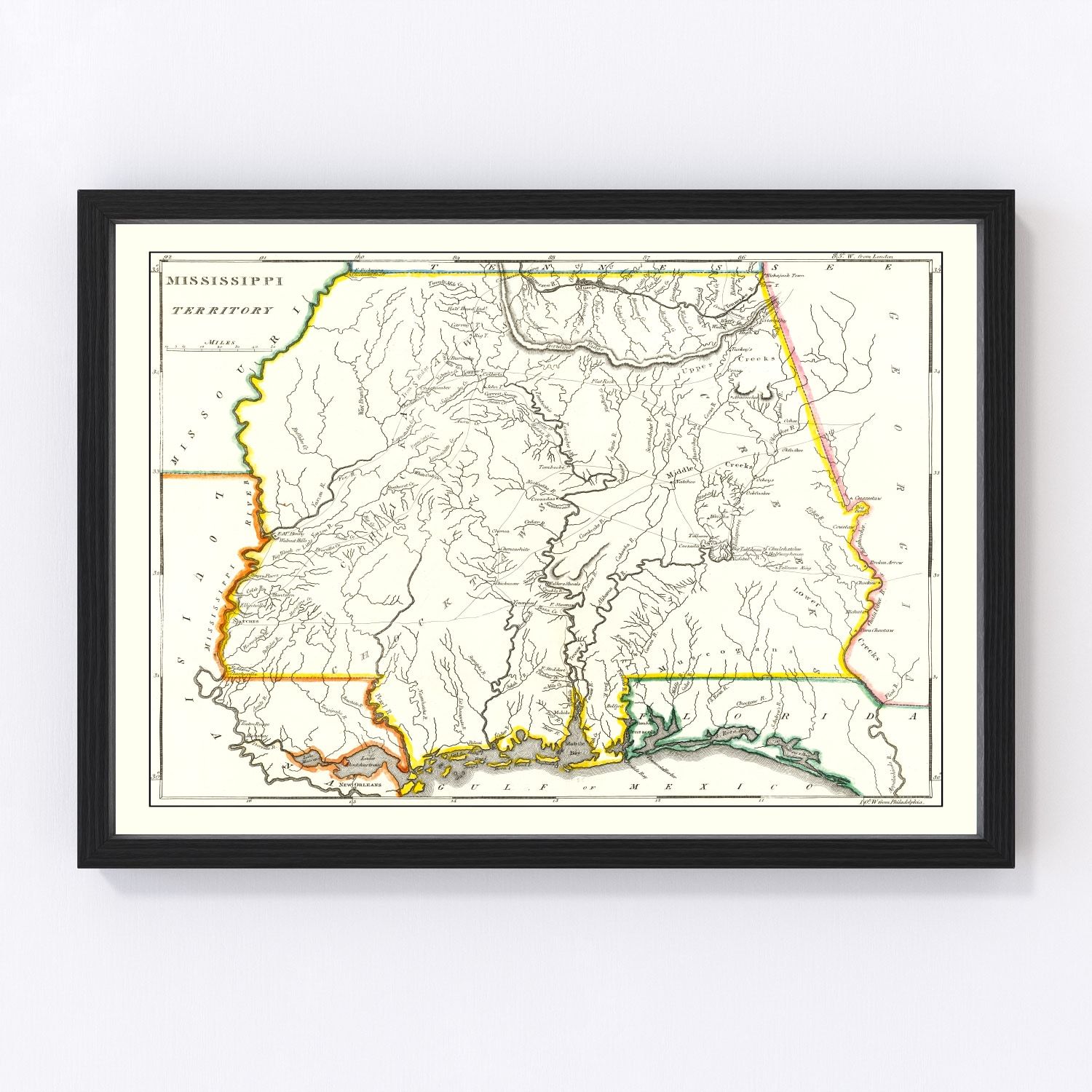 Vintage Map of Mississippi 1814