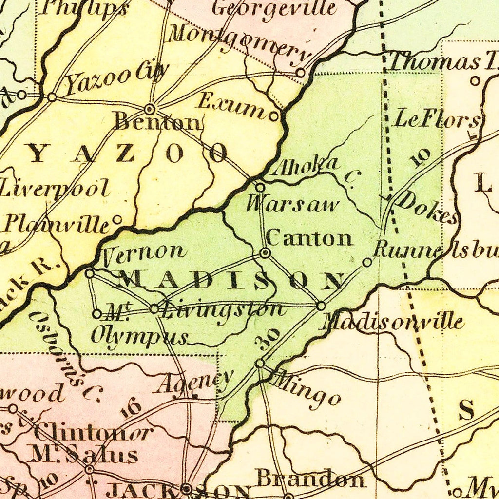 Vintage Map of Mississippi 1836