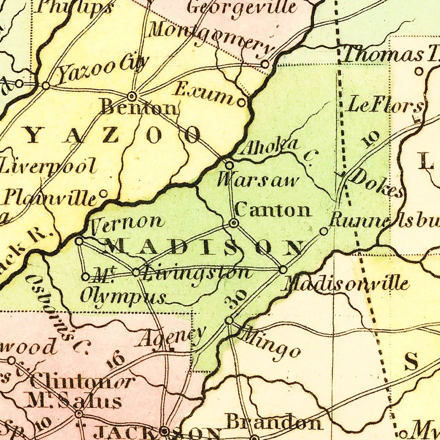 Vintage Map of Mississippi 1836
