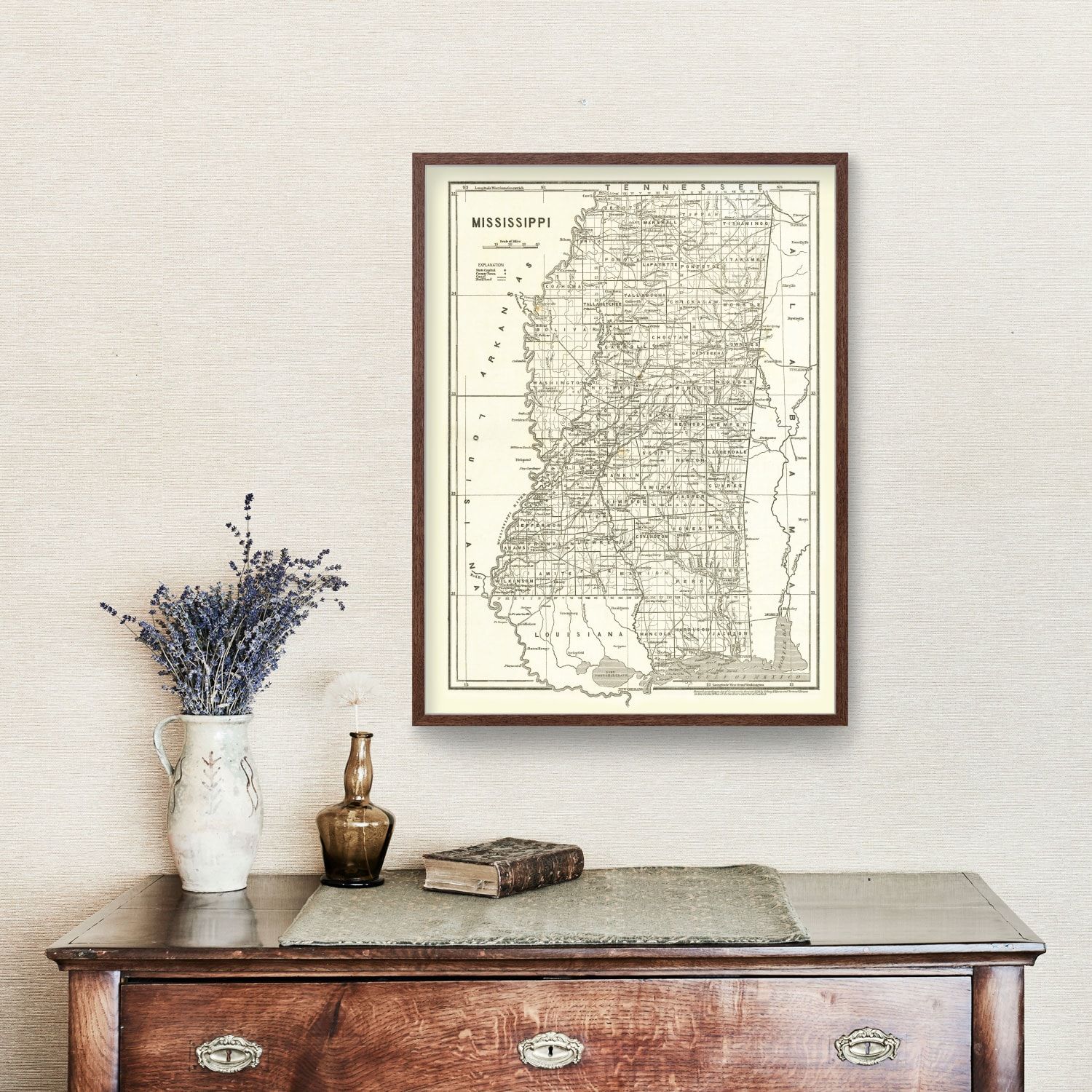 Vintage Map of Mississippi 1842