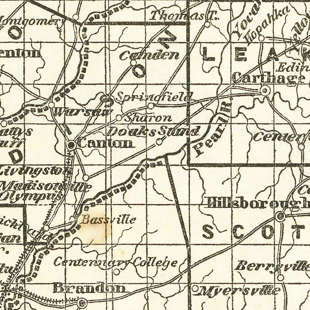 Vintage Map of Mississippi 1842