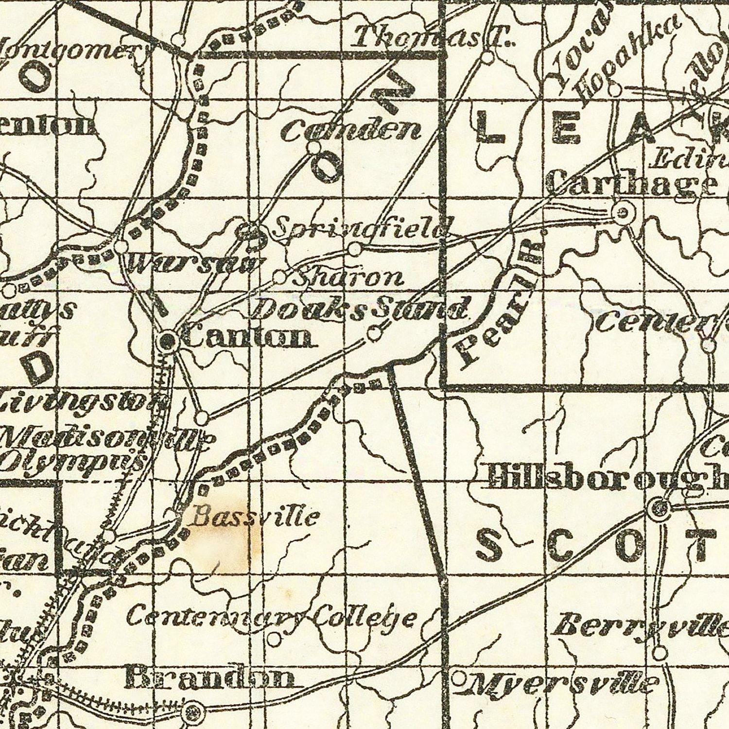 Vintage Map of Mississippi 1842
