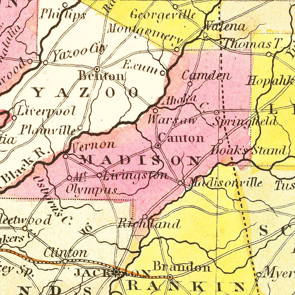 Vintage Map of Mississippi 1846