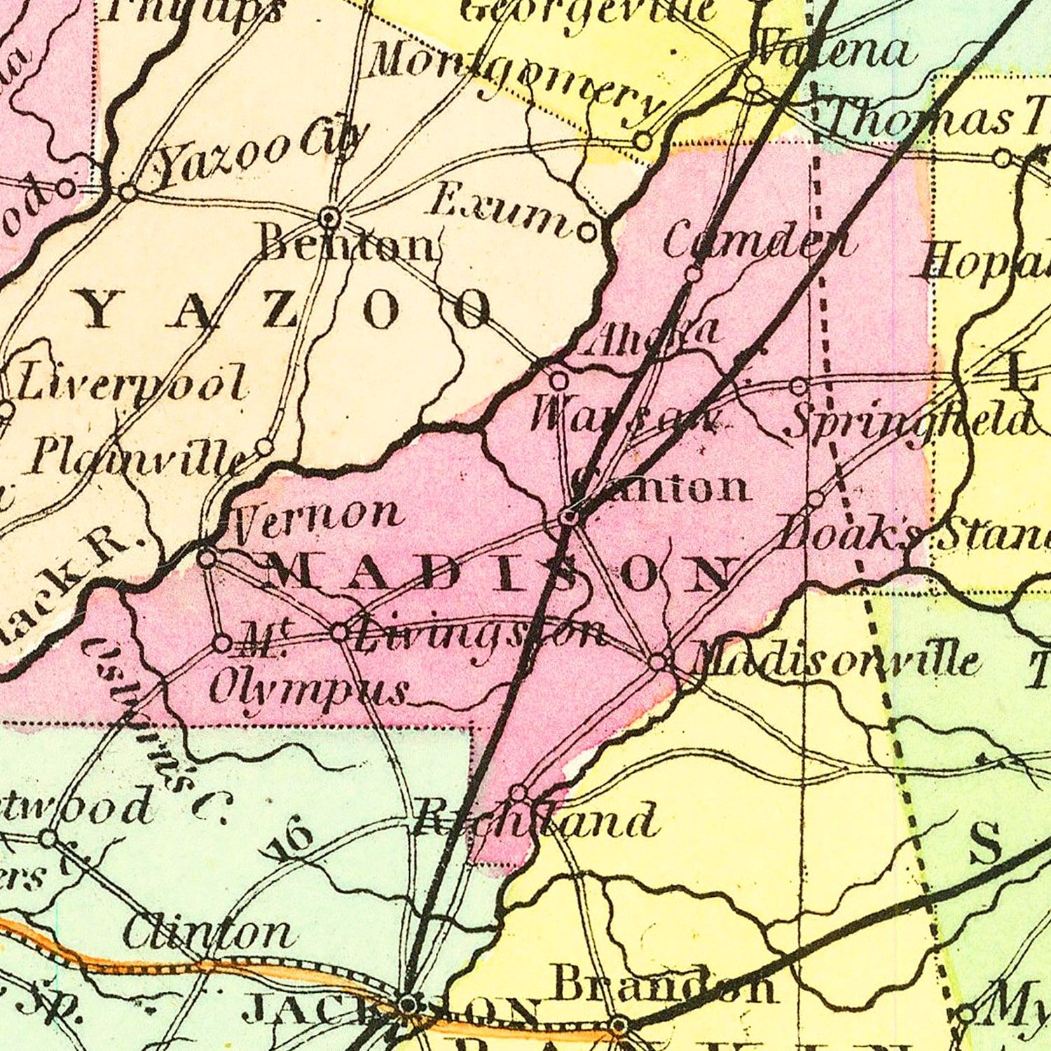 Vintage Map of Mississippi 1854