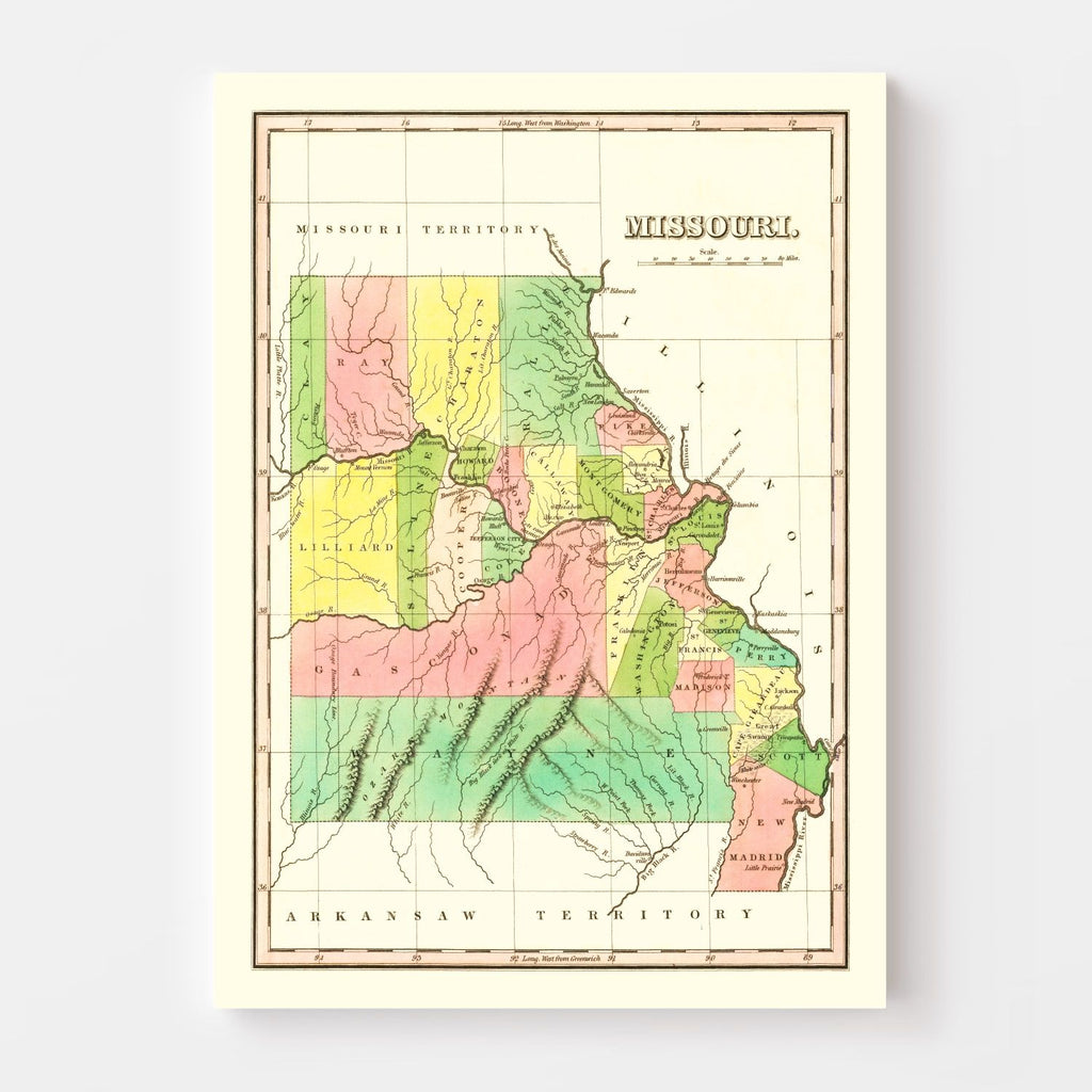 Vintage Map of Missouri 1824