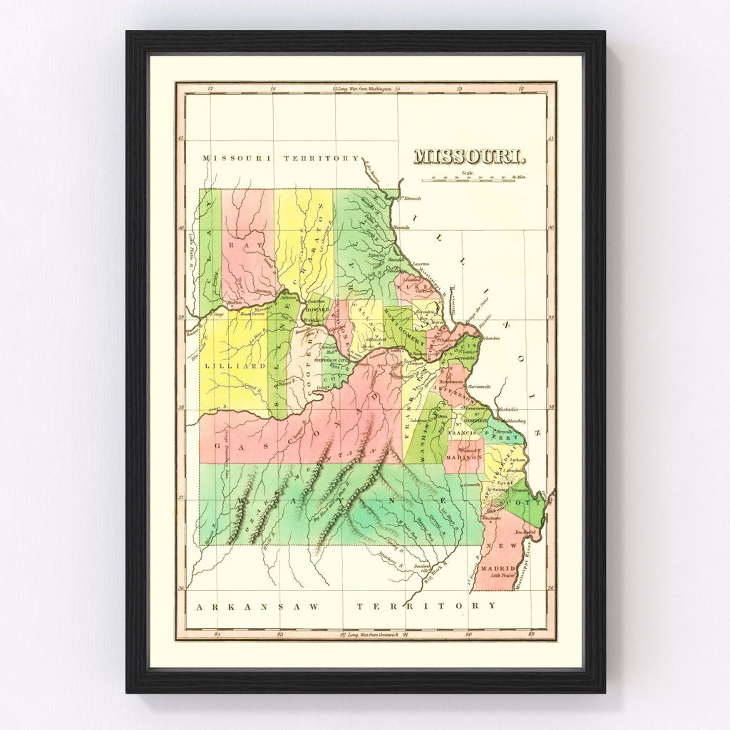 Vintage Map of Missouri 1824