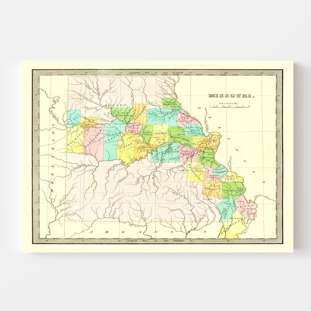 Vintage Map of Missouri 1836