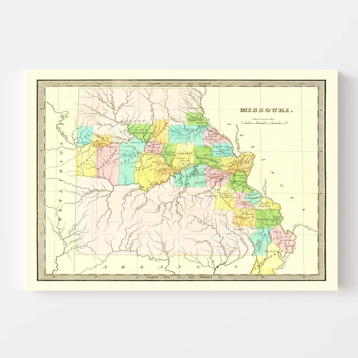 Vintage Map of Missouri 1836
