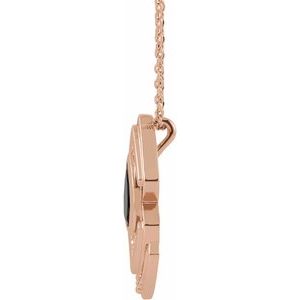 14K Rose Gold Natural Black Onyx Geometric 16-18" Necklace