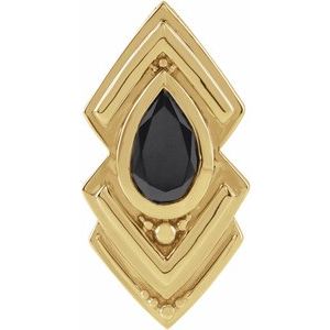 14K Yellow Gold Natural Black Onyx Geometric Pendant