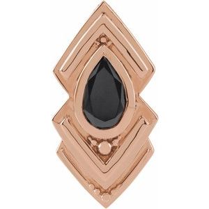 14K Rose Gold Natural Black Onyx Geometric Pendant