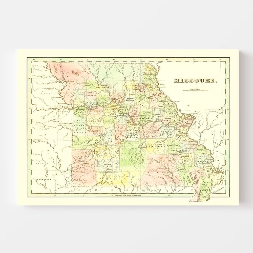 Vintage Map of Missouri 1838