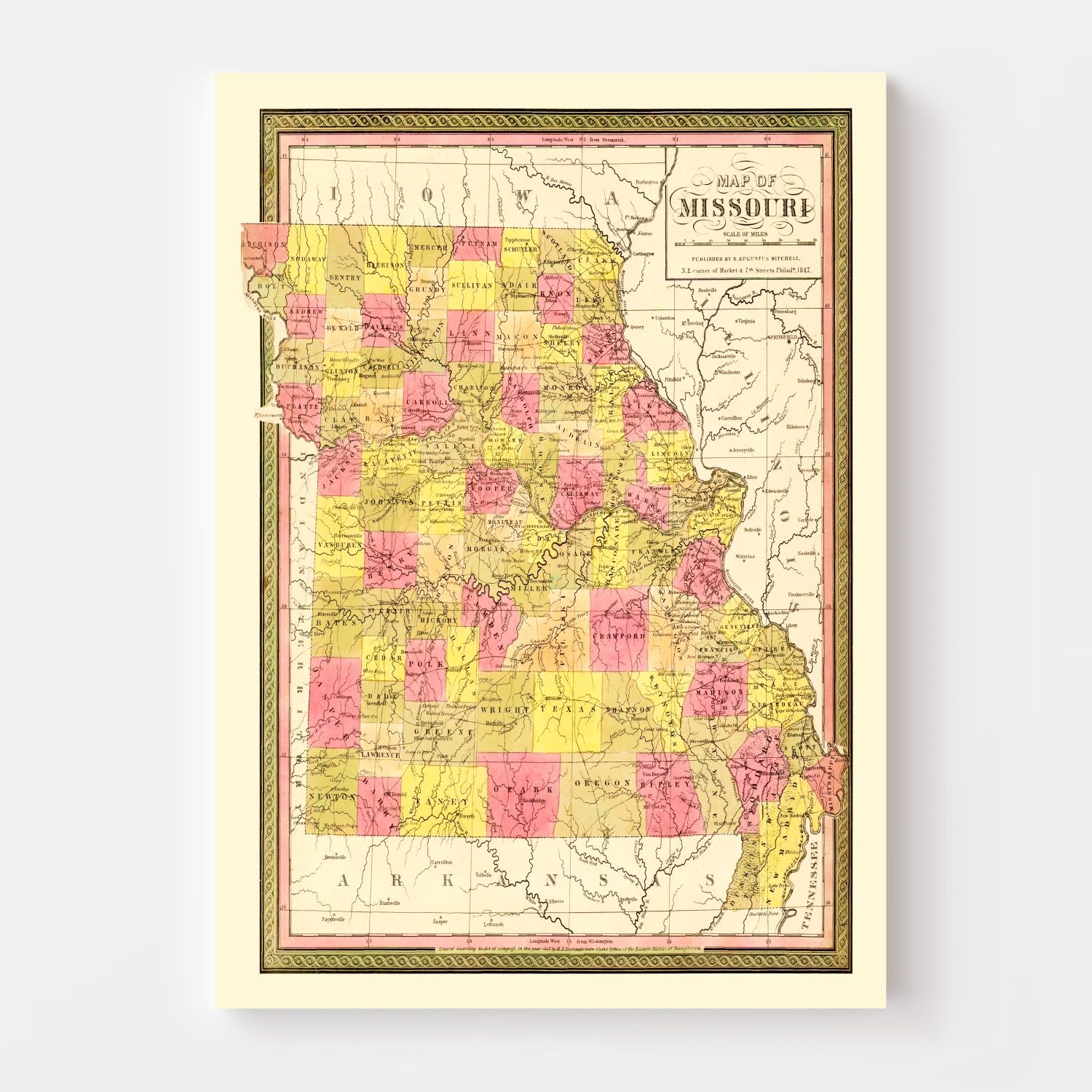 Vintage Map of Missouri 1847