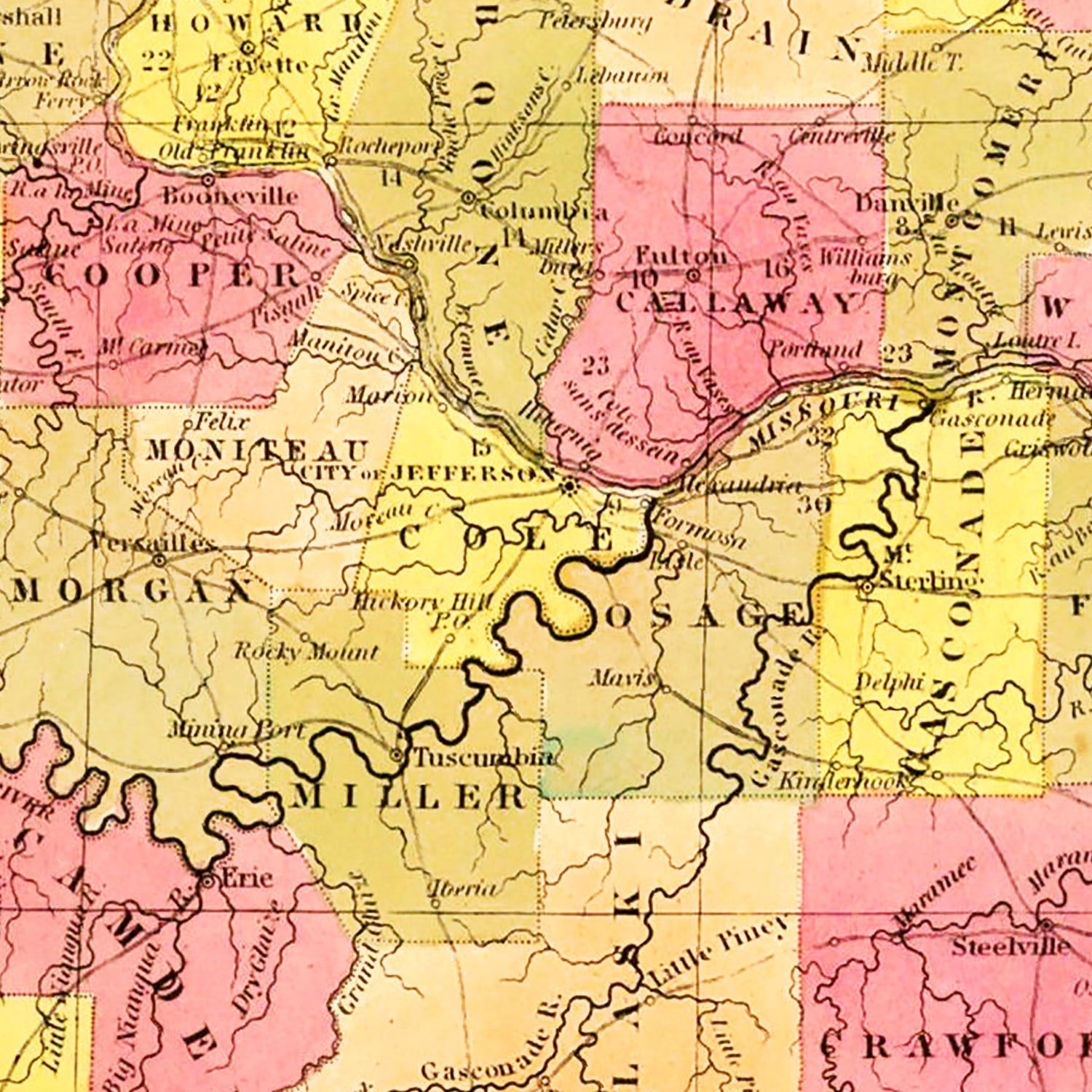 Vintage Map of Missouri 1847