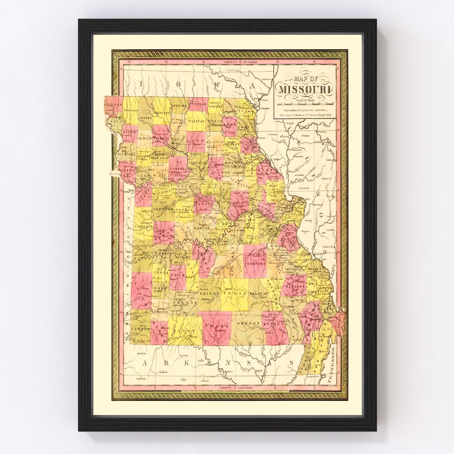 Vintage Map of Missouri 1847