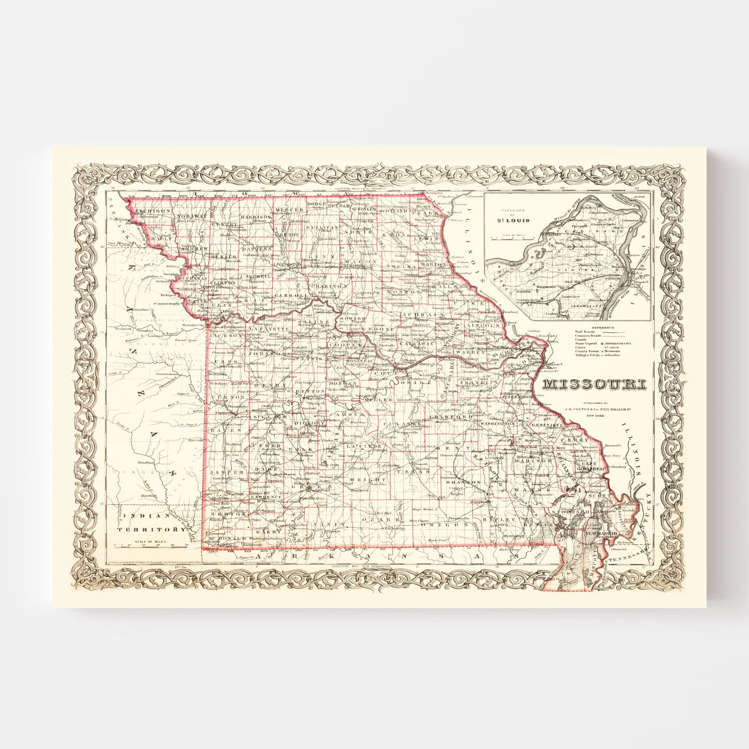 Vintage Map of Missouri 1855