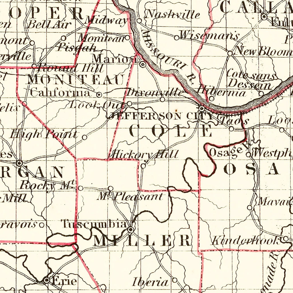 Vintage Map of Missouri 1855