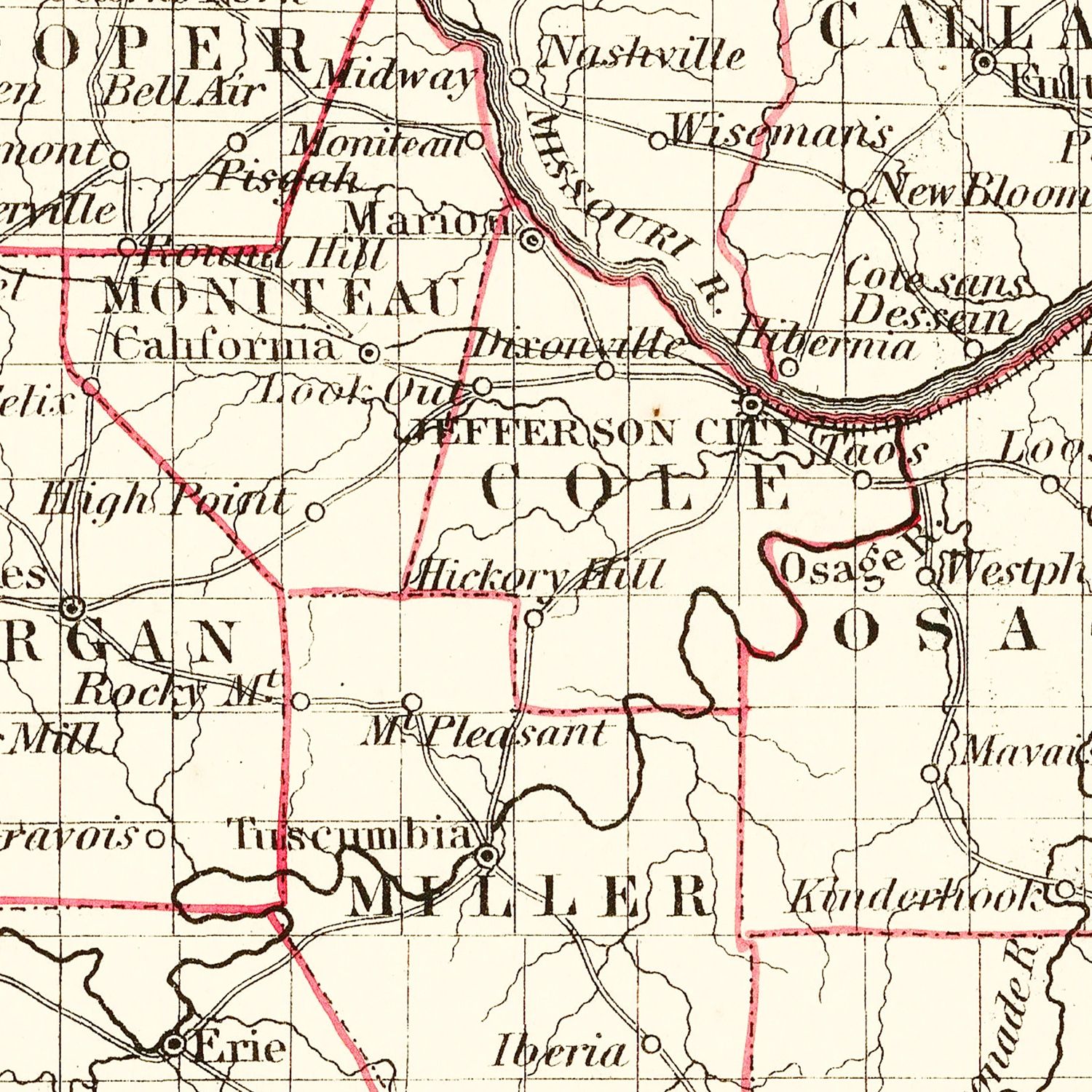 Vintage Map of Missouri 1855