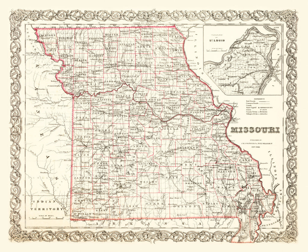 Vintage Map of Missouri 1855