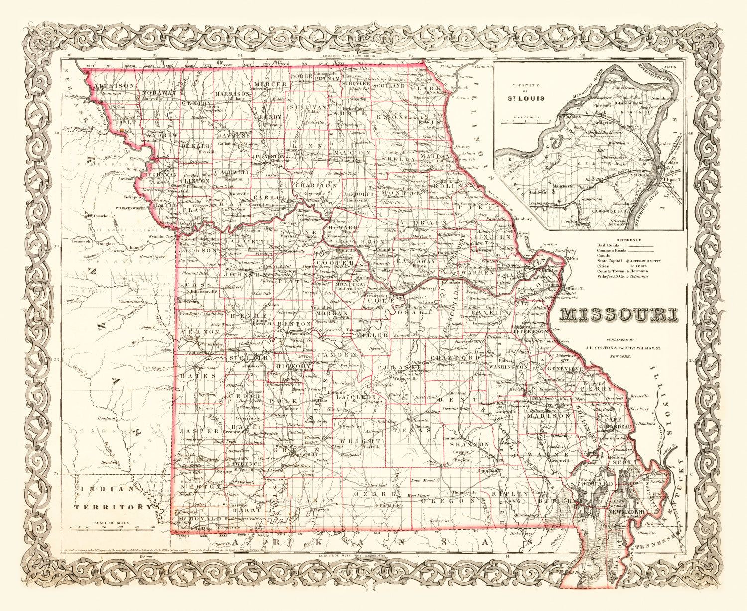 Vintage Map of Missouri 1855