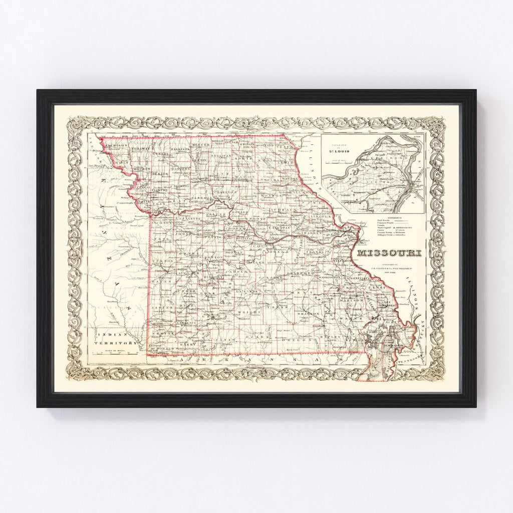 Vintage Map of Missouri 1855