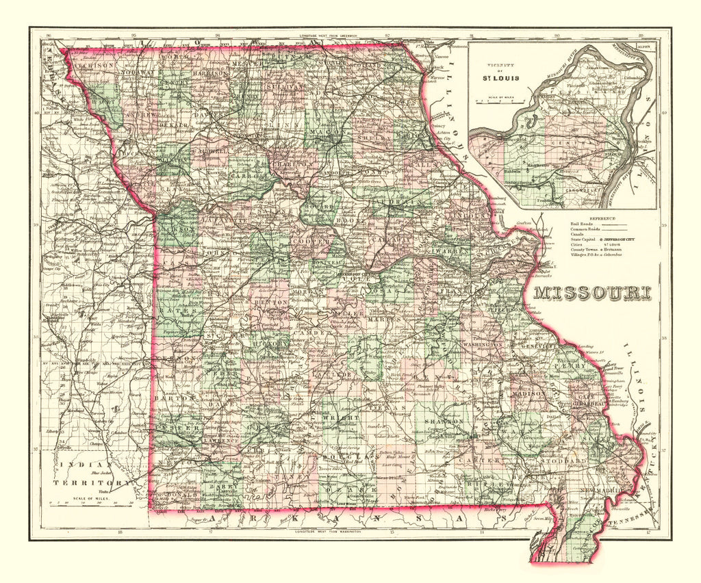 Vintage Map of Missouri 1875