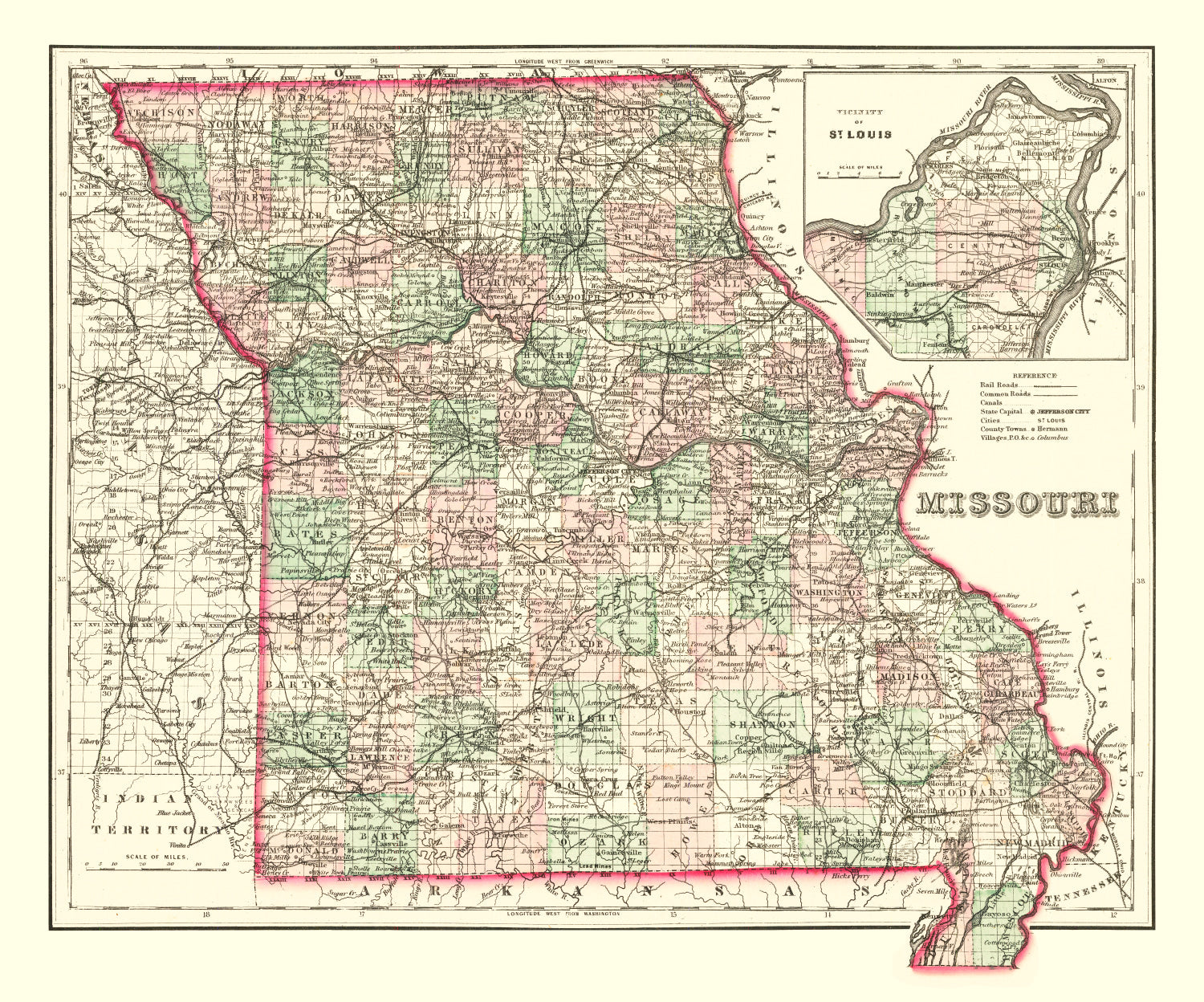 Vintage Map of Missouri 1875