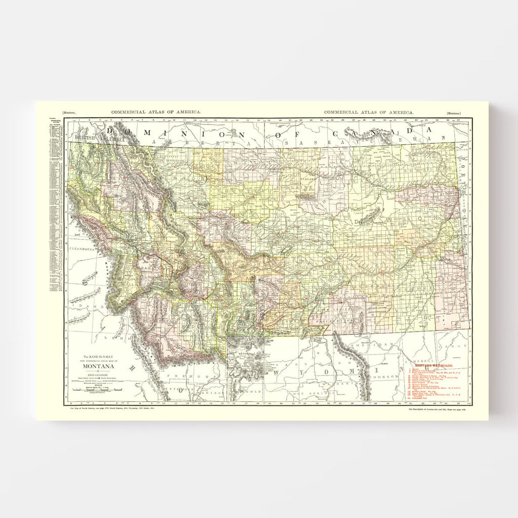 Vintage Map of Montana 1915