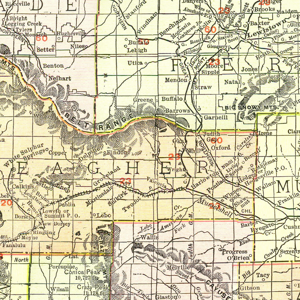 Vintage Map of Montana 1915