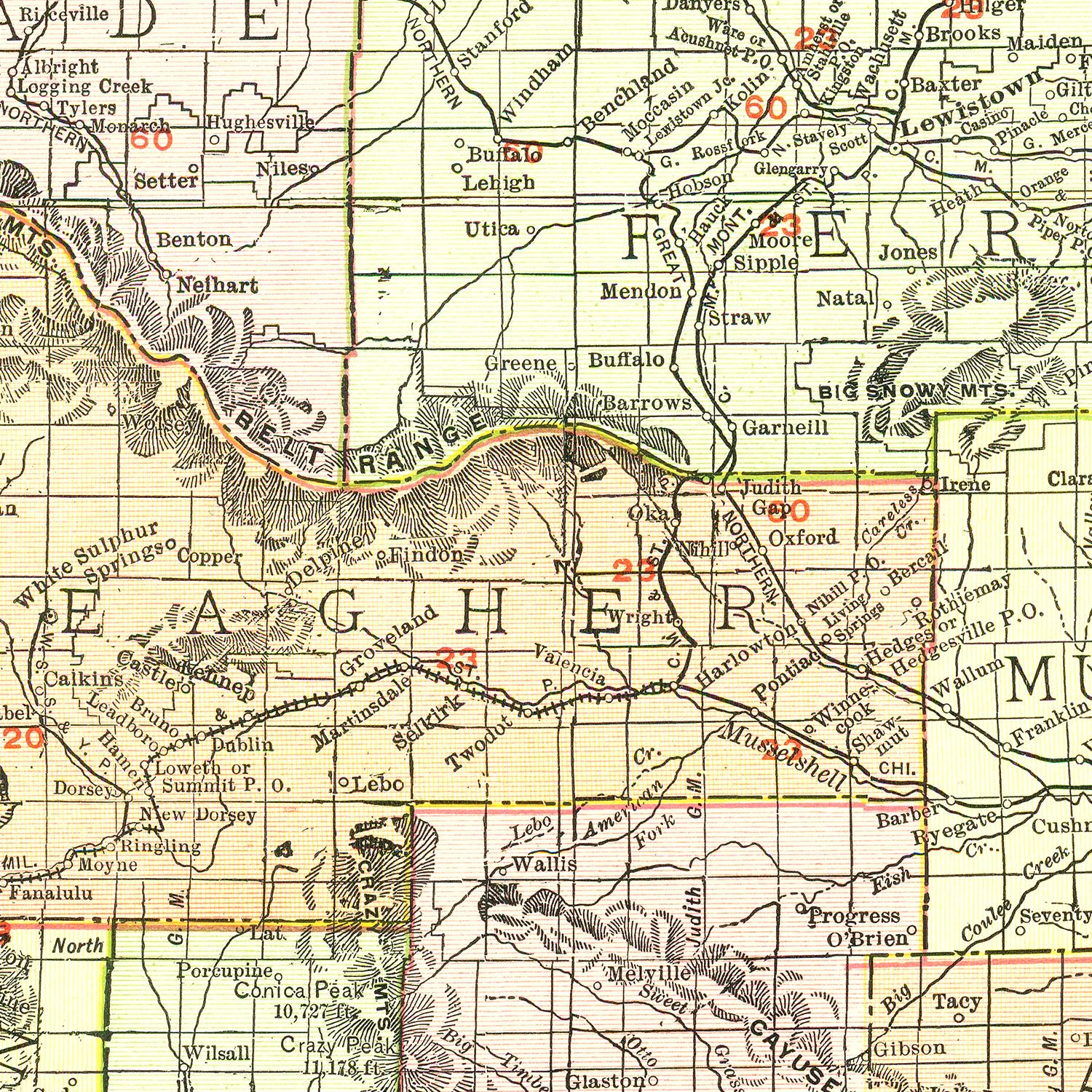 Vintage Map of Montana 1915