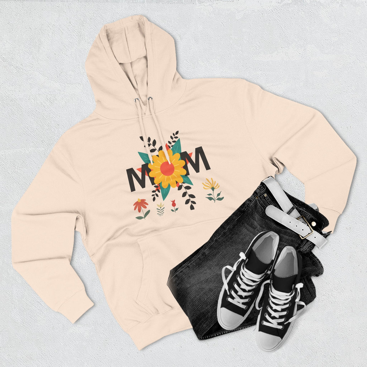 Mom Floral Pattern Three-Panel Fleece Hoodie
