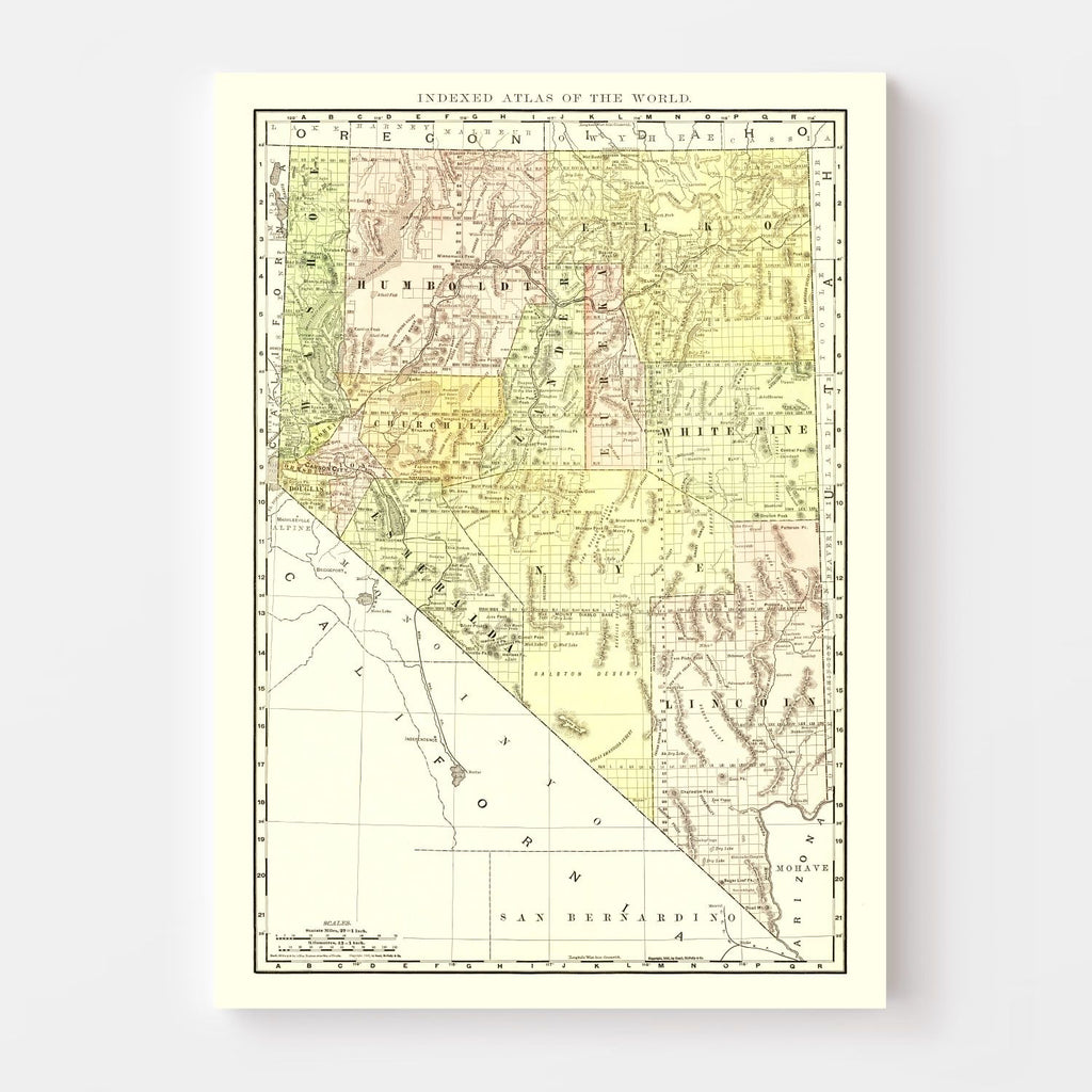 Vintage Map of Nevada 1902