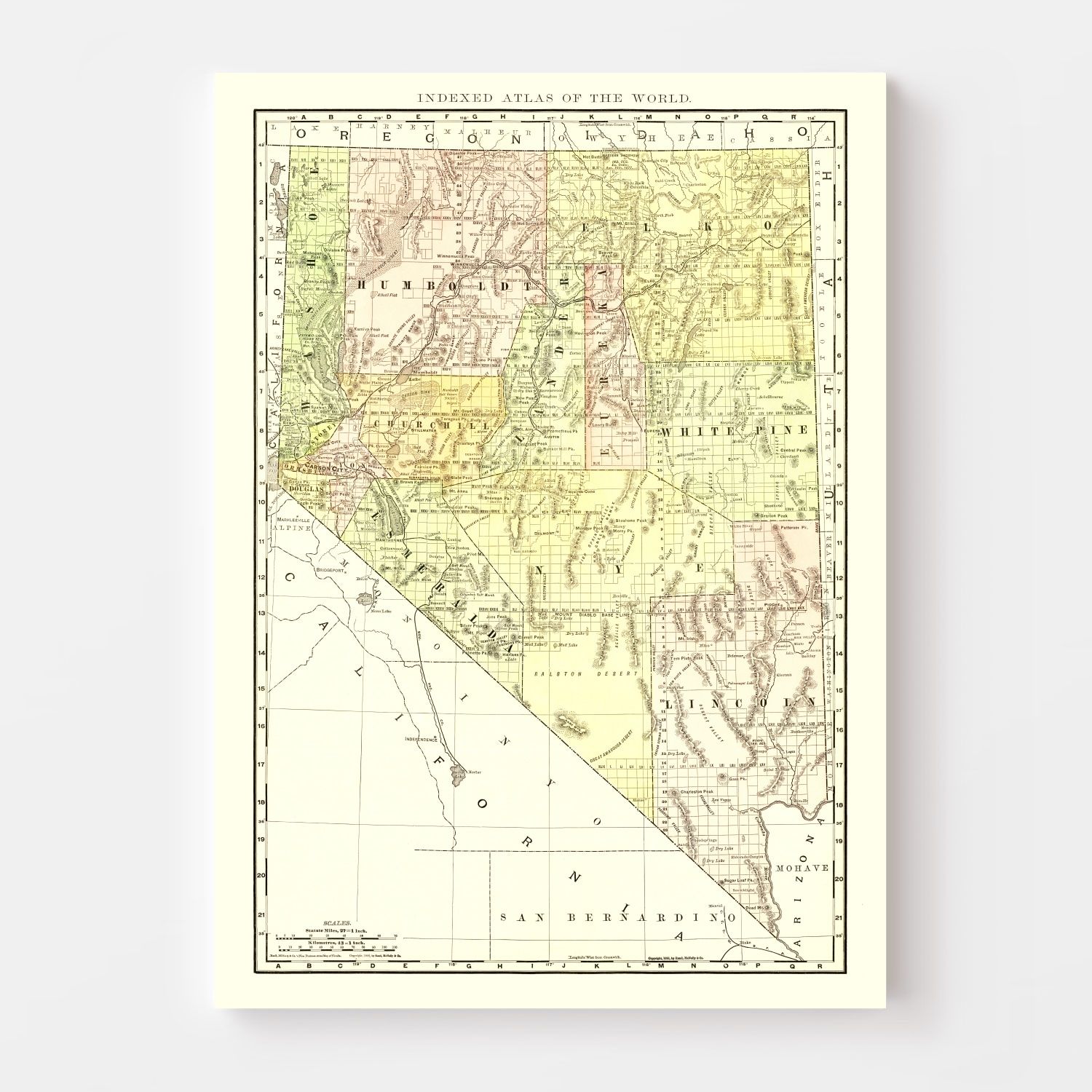 Vintage Map of Nevada 1902