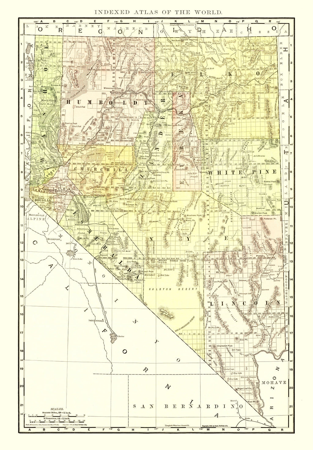 Vintage Map of Nevada 1902