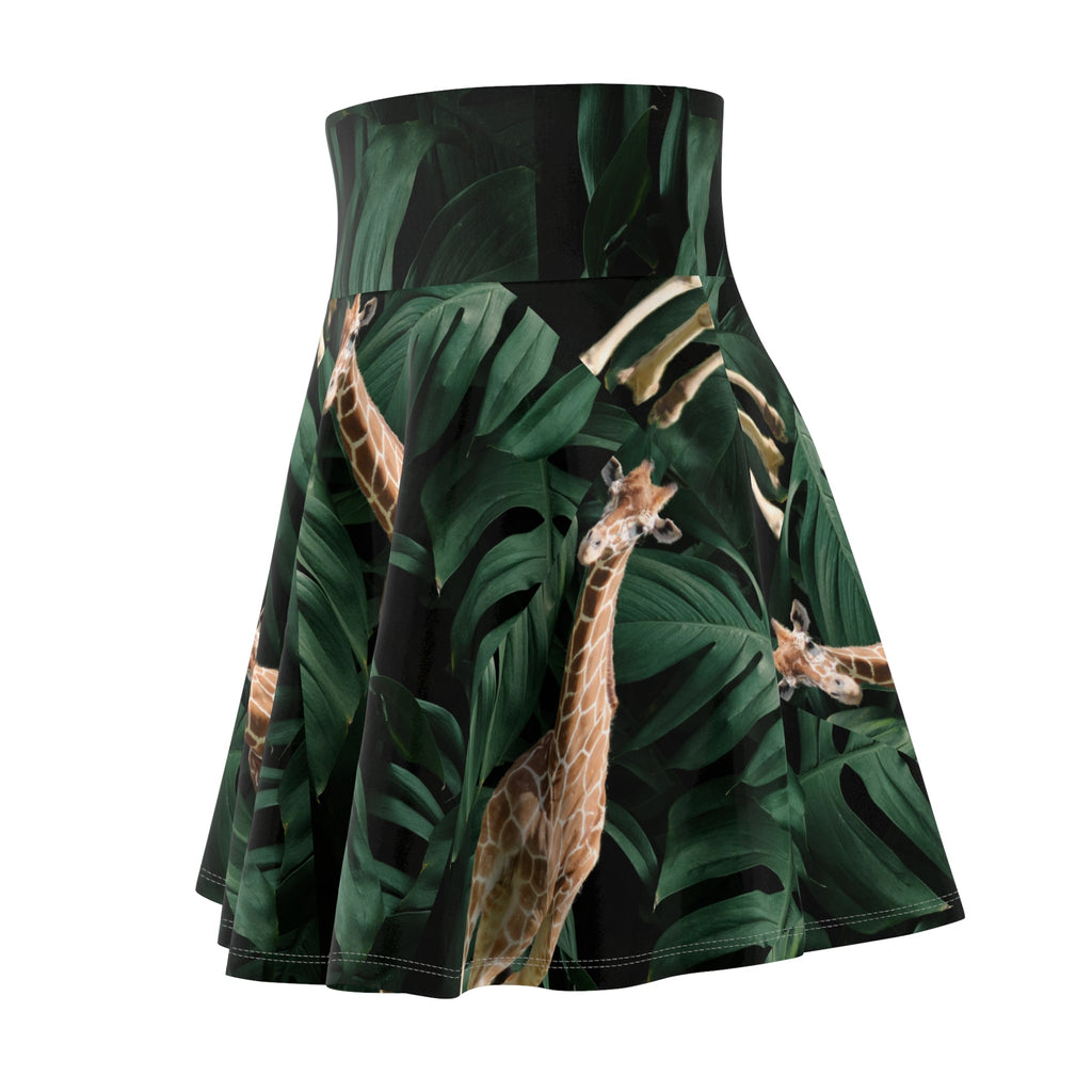 Giraffe Print Women's Skater Skirt, Tropical Skirt, Boho Fashion, Summer Outfit, Eco-Style, Nature Lover Gift