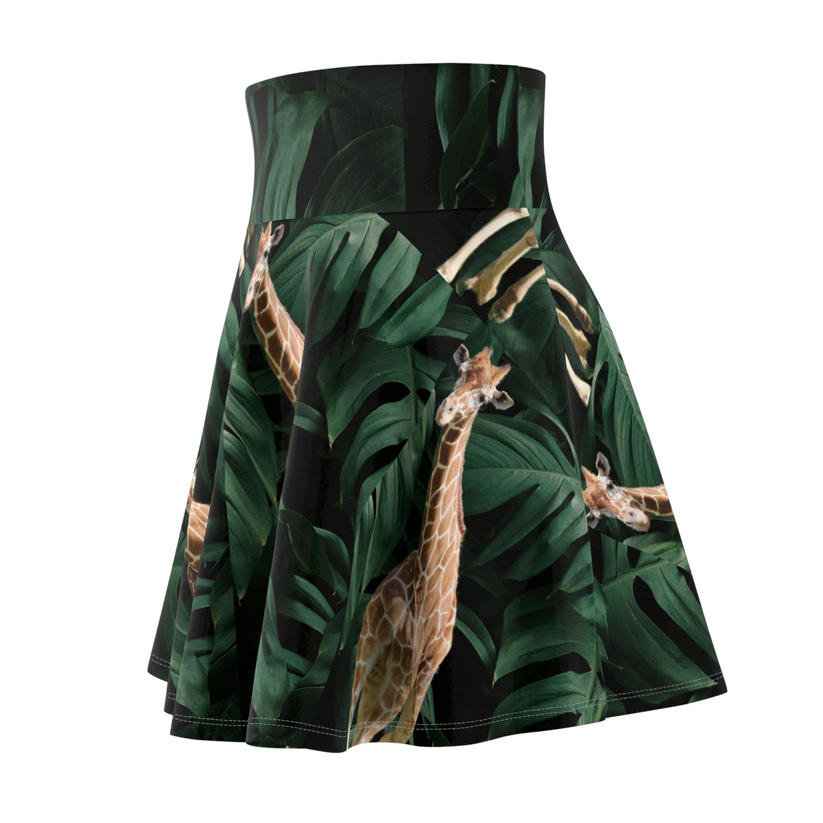 Giraffe Print Women's Skater Skirt, Tropical Skirt, Boho Fashion, Summer Outfit, Eco-Style, Nature Lover Gift
