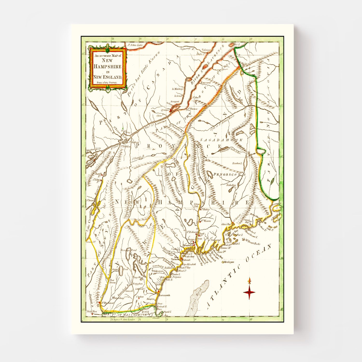 Vintage Map of New Hampshire 1781