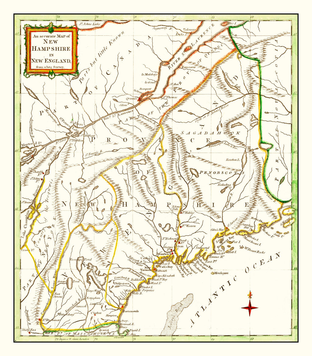 Vintage Map of New Hampshire 1781