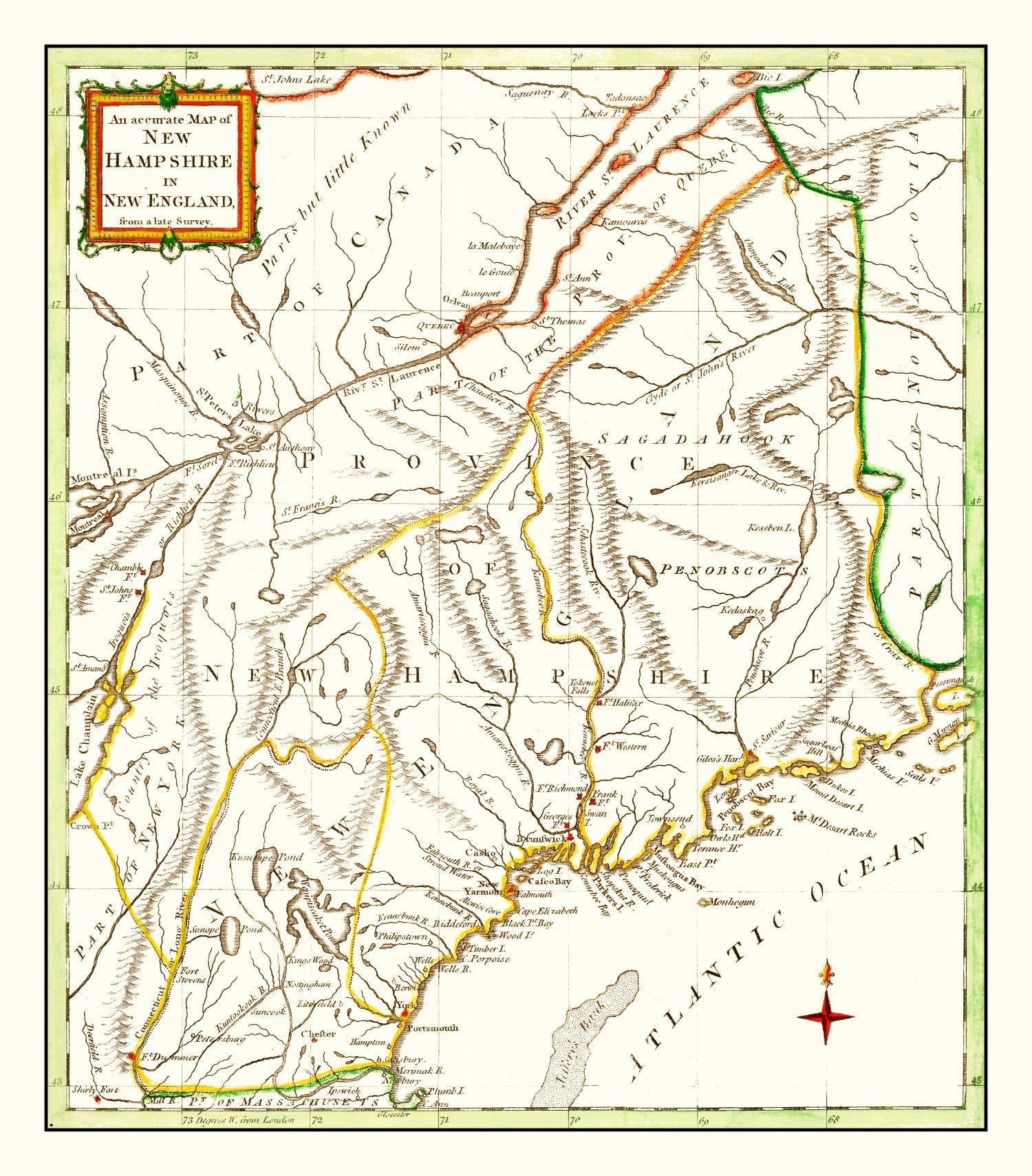 Vintage Map of New Hampshire 1781
