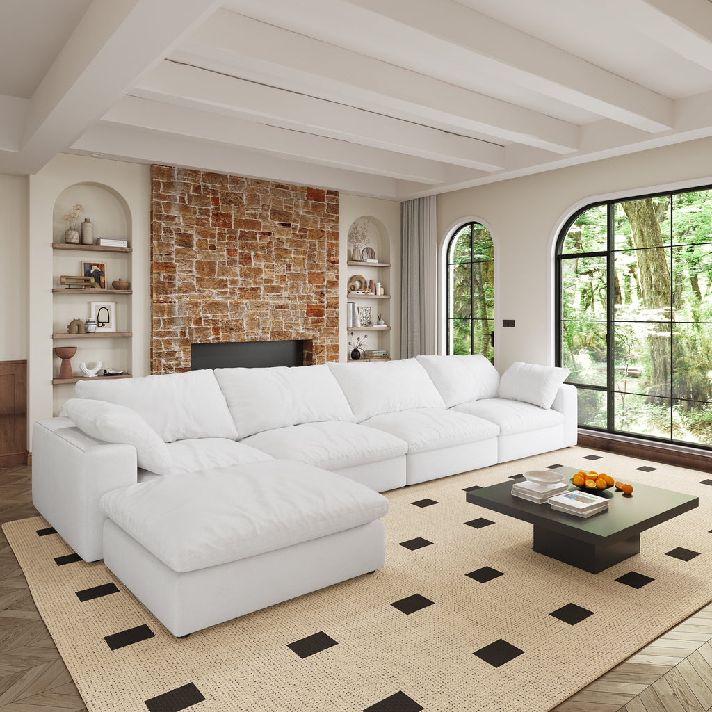 Cloud Modular Sectional Sofa 160' Down Filled Comfort L Shaped Sofa Couch for Living Room,4 Seater and 1 ottoman