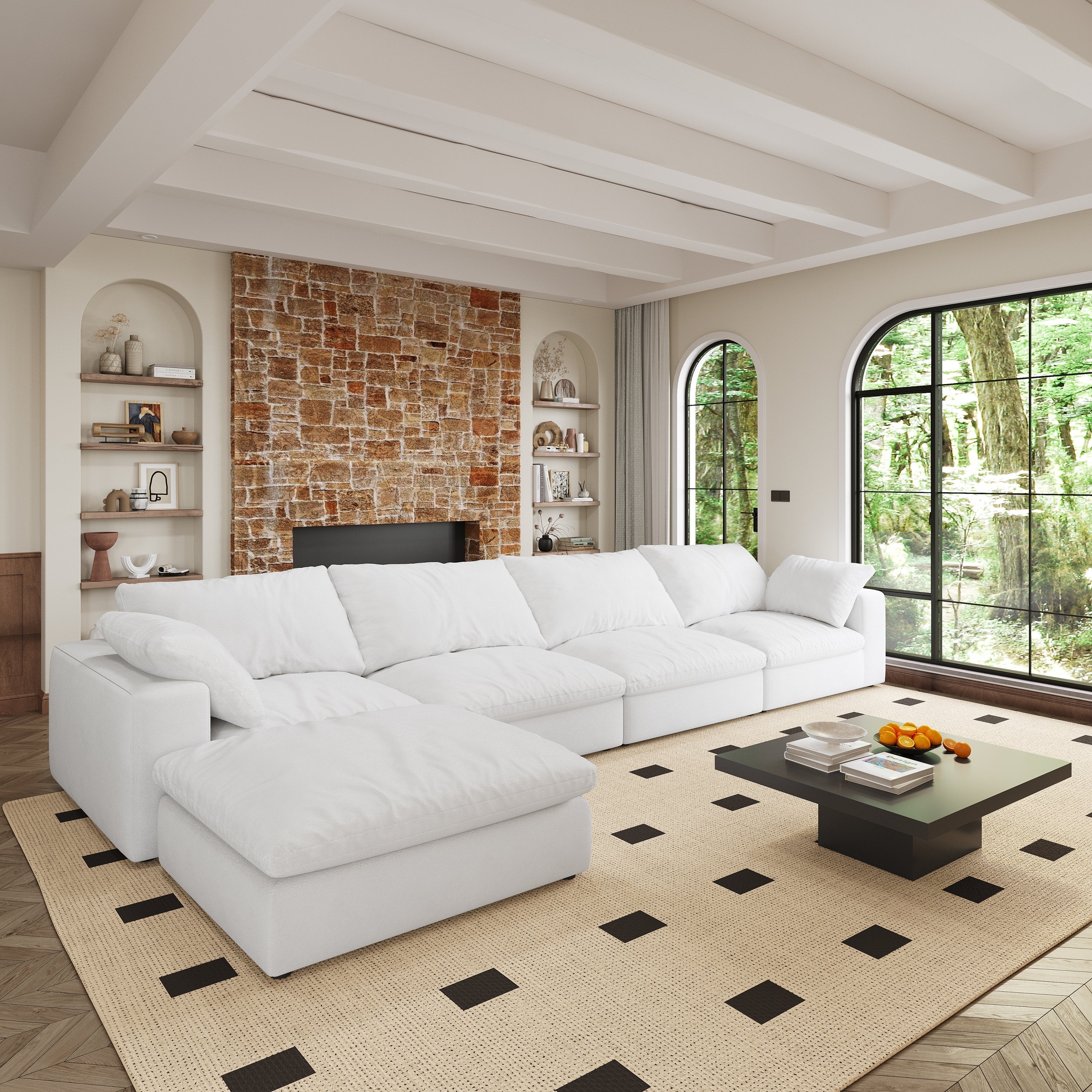Cloud Modular Sectional Sofa 160' Down Filled Comfort L Shaped Sofa Couch for Living Room,4 Seater and 1 ottoman