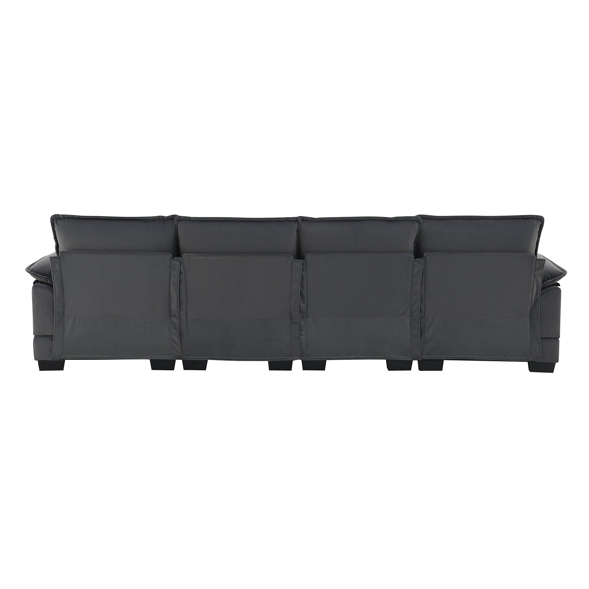 Modern U-shaped Sectional Sofa with Waist Pillows, 6-seat Upholstered Sleeper Sofa with Chaise Lounge in Velvet, 109.8*55.9', Gray