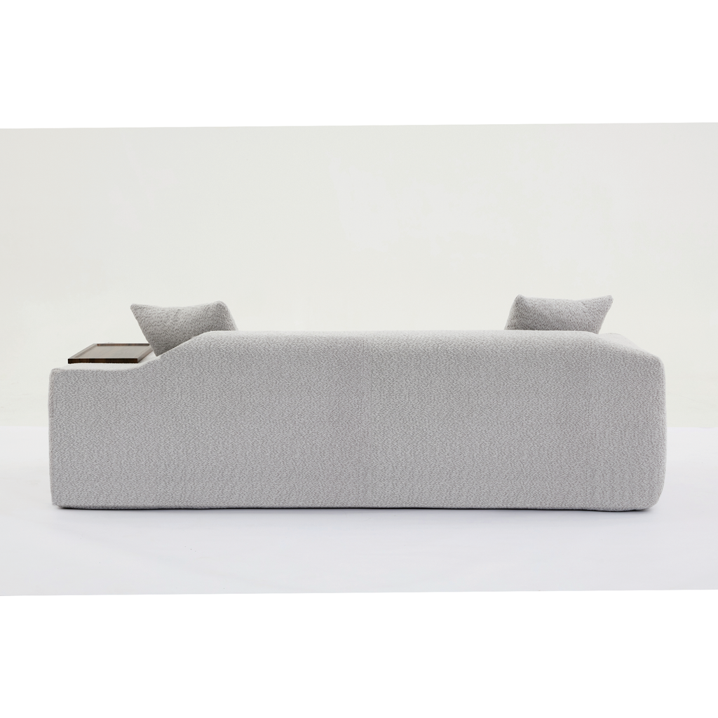 [NEW ARRIVED] [VIDEO PROVIDED]2 Piece Boucle Cloud Sofa Set, Upholstered Sofa Set, Modern 3 Seater and 2 Seater Sofa  with MDF End Table for Living Room ,Apartment,3+2 couch,Boucle, Light Gray