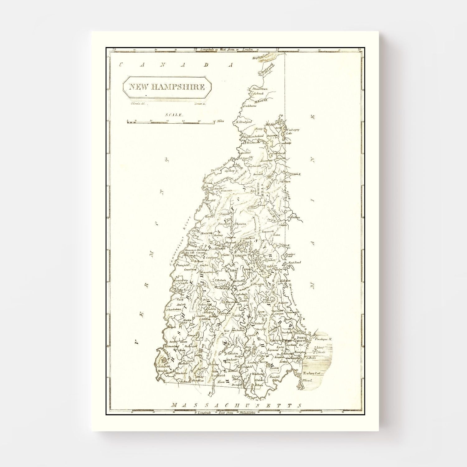 Vintage Map of New Hampshire 1804