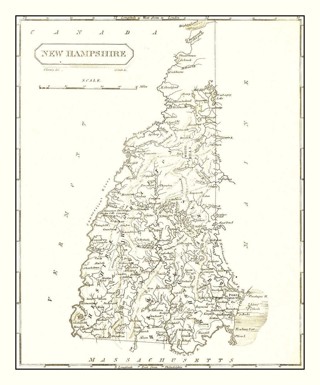 Vintage Map of New Hampshire 1804