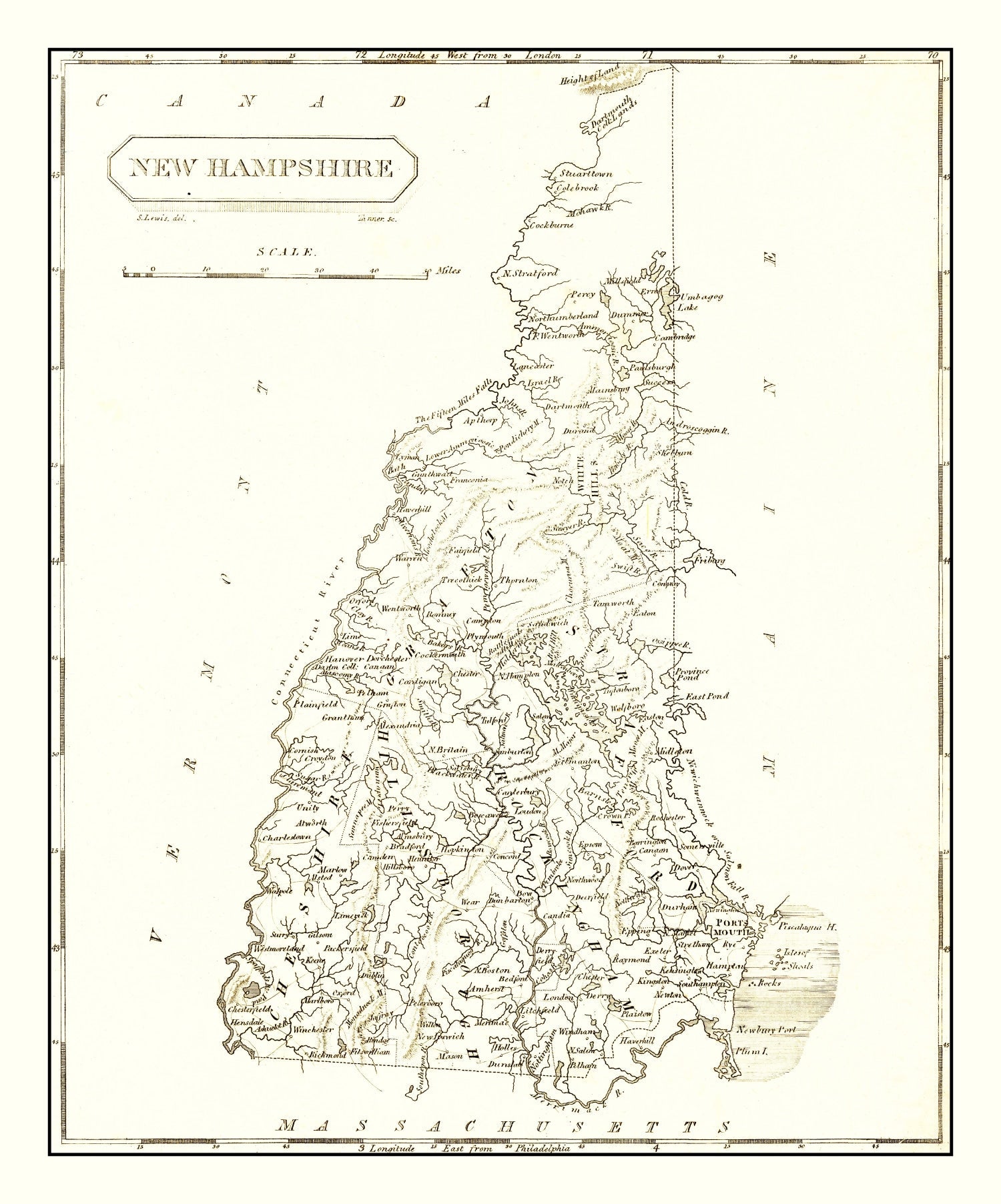 Vintage Map of New Hampshire 1804