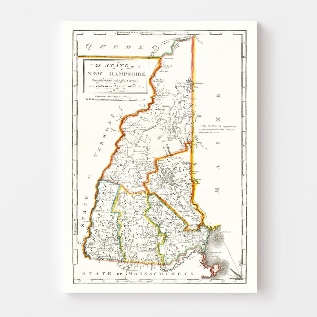 Vintage Map of New Hampshire 1814