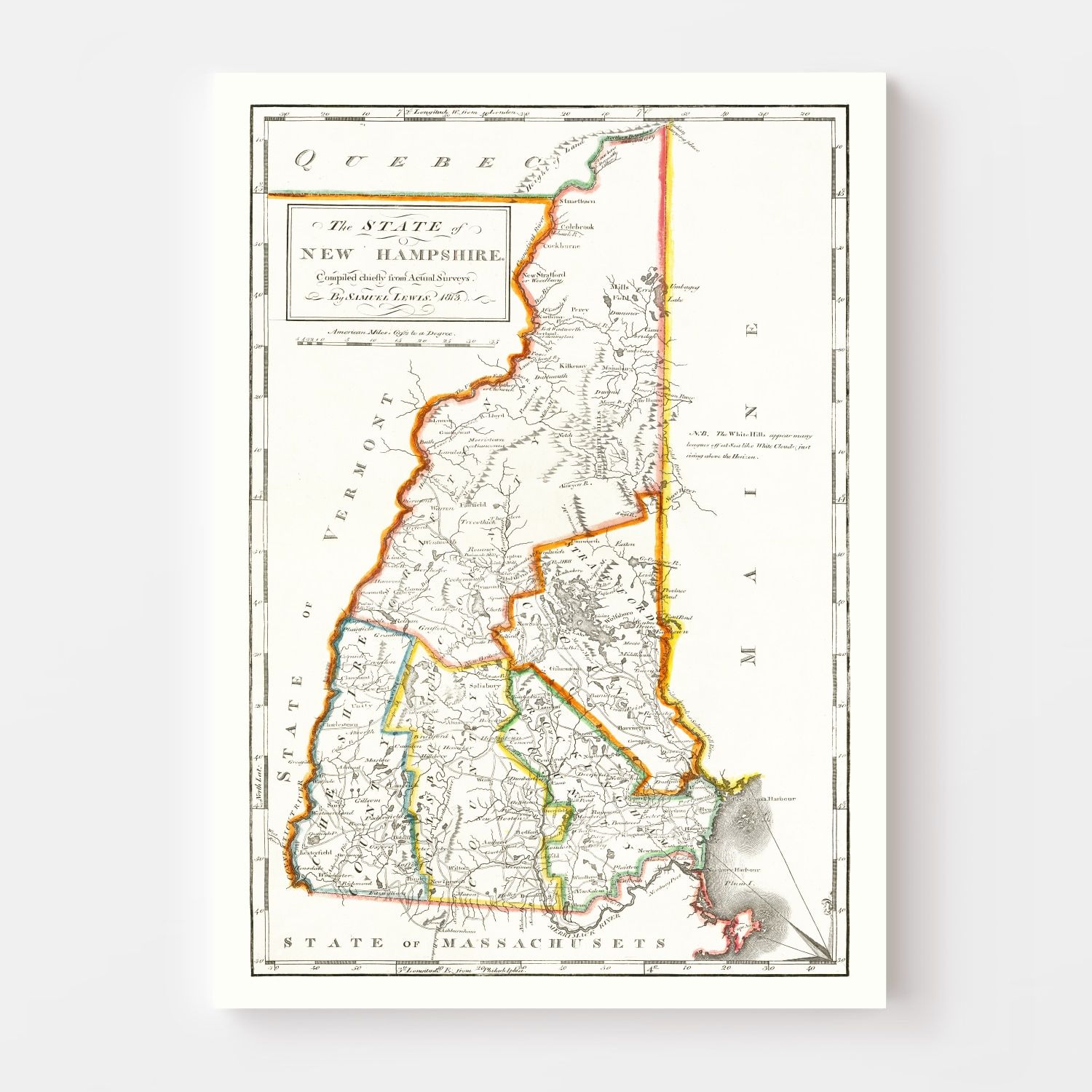 Vintage Map of New Hampshire 1814