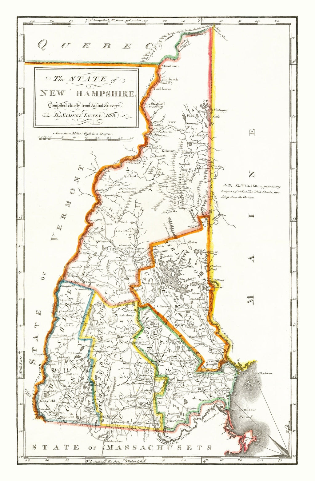 Vintage Map of New Hampshire 1814